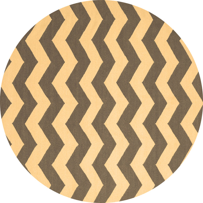 Round Abstract Brown Contemporary Rug, con2413brn