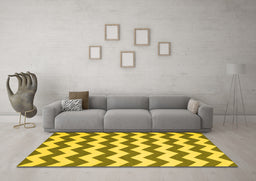 Machine Washable Abstract Yellow Contemporary Rug in a Living Room, wshcon2413yw