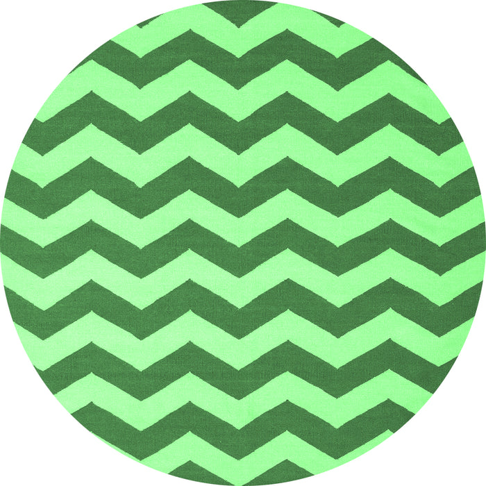 Round Machine Washable Abstract Emerald Green Contemporary Area Rugs, wshcon2413emgrn