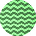 Round Machine Washable Abstract Emerald Green Contemporary Area Rugs, wshcon2413emgrn