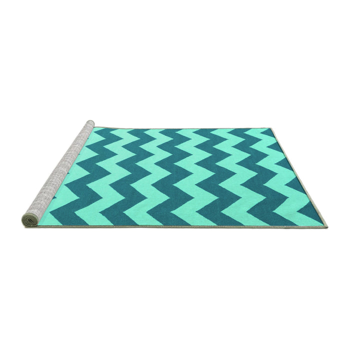 Sideview of Machine Washable Abstract Turquoise Contemporary Area Rugs, wshcon2413turq