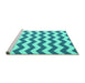 Sideview of Machine Washable Abstract Turquoise Contemporary Area Rugs, wshcon2413turq