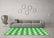 Machine Washable Abstract Emerald Green Contemporary Area Rugs in a Living Room,, wshcon2413emgrn