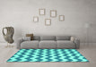 Machine Washable Abstract Turquoise Contemporary Area Rugs in a Living Room,, wshcon2413turq