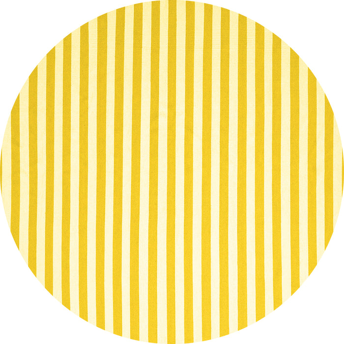 Round Machine Washable Solid Yellow Modern Rug, wshcon2414yw
