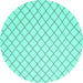 Round Machine Washable Solid Turquoise Modern Area Rugs, wshcon2415turq