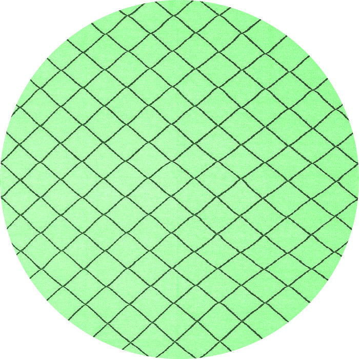 Round Machine Washable Solid Emerald Green Modern Area Rugs, wshcon2415emgrn
