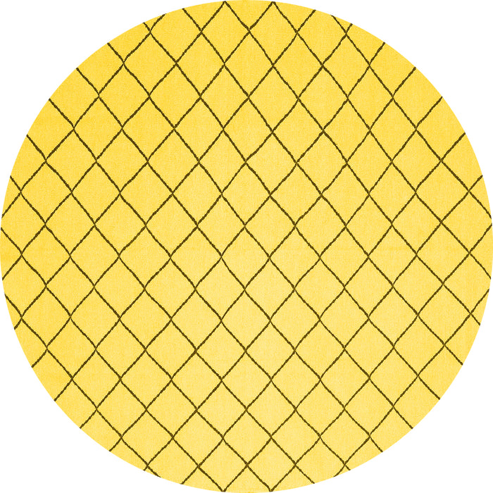 Round Solid Yellow Modern Rug, con2415yw