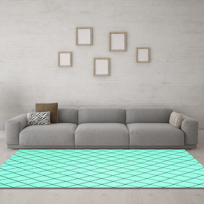 Machine Washable Solid Turquoise Modern Area Rugs in a Living Room,, wshcon2415turq