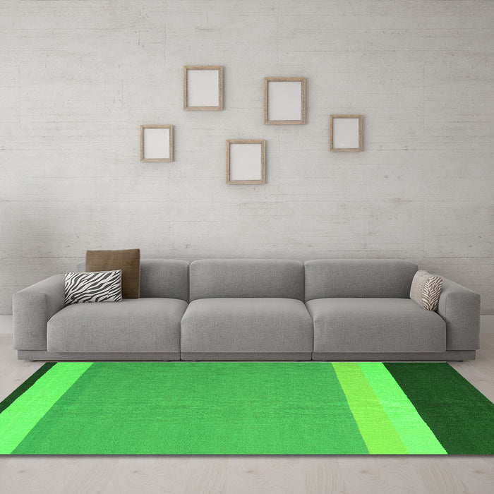 Machine Washable Abstract Green Contemporary Area Rugs in a Living Room,, wshcon2416grn