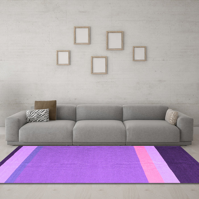 Machine Washable Abstract Purple Contemporary Area Rugs in a Living Room, wshcon2416pur