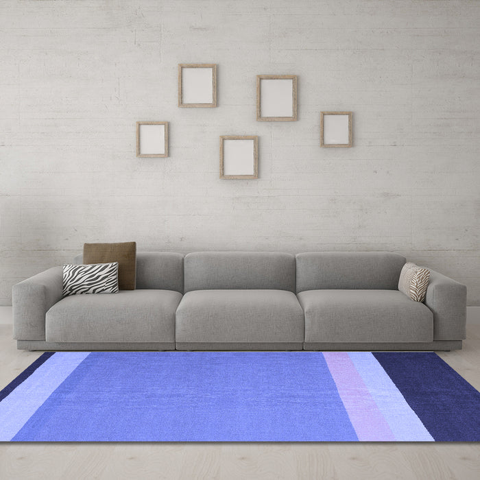 Machine Washable Abstract Blue Contemporary Rug in a Living Room, wshcon2416blu