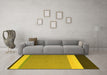 Machine Washable Abstract Yellow Contemporary Rug in a Living Room, wshcon2416yw