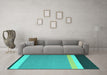 Machine Washable Abstract Turquoise Contemporary Area Rugs in a Living Room,, wshcon2416turq