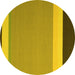 Round Abstract Yellow Contemporary Rug, con2416yw