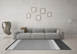 Machine Washable Abstract Gray Contemporary Rug in a Living Room,, wshcon2416gry