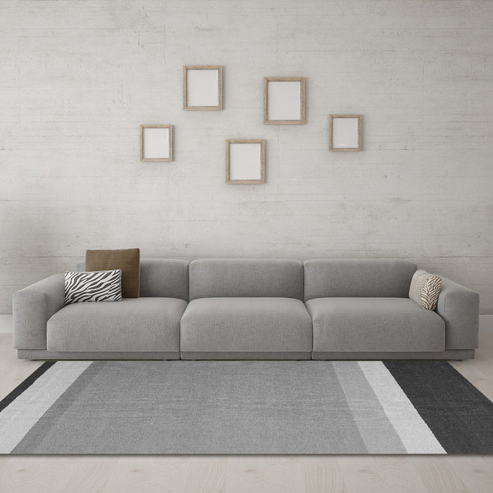 Machine Washable Abstract Gray Contemporary Rug in a Living Room,, wshcon2416gry