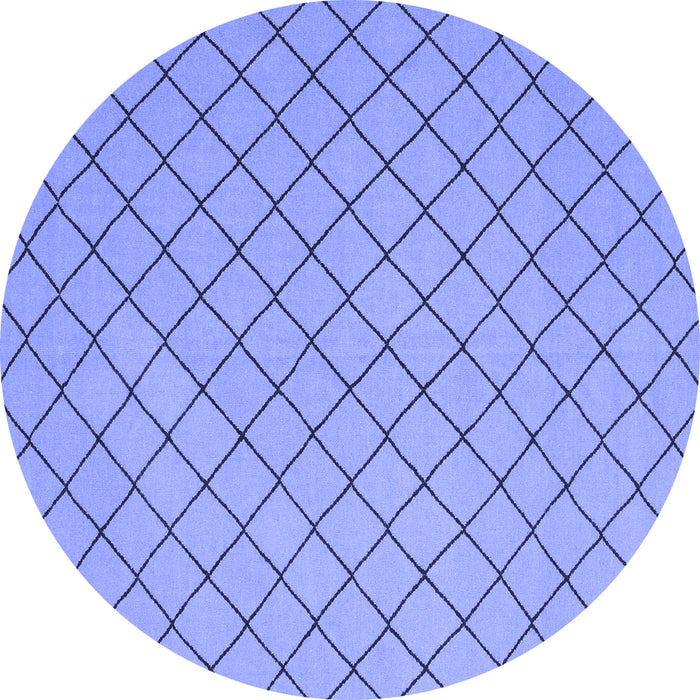 Round Machine Washable Solid Blue Modern Rug, wshcon2417blu