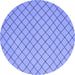 Round Machine Washable Solid Blue Modern Rug, wshcon2417blu