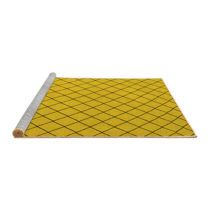 Sideview of Machine Washable Solid Yellow Modern Rug, wshcon2417yw