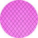 Round Machine Washable Solid Pink Modern Rug, wshcon2417pnk