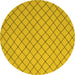 Round Machine Washable Solid Yellow Modern Rug, wshcon2417yw