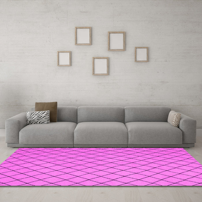 Machine Washable Solid Pink Modern Rug in a Living Room, wshcon2417pnk