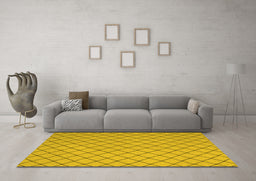 Machine Washable Solid Yellow Modern Rug in a Living Room, wshcon2417yw