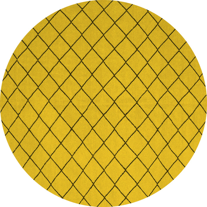 Round Solid Yellow Modern Rug, con2417yw