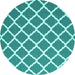 Round Machine Washable Trellis Turquoise Modern Area Rugs, wshcon2418turq