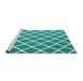 Sideview of Machine Washable Trellis Turquoise Modern Area Rugs, wshcon2418turq