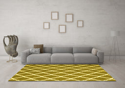 Machine Washable Trellis Yellow Modern Rug in a Living Room, wshcon2418yw
