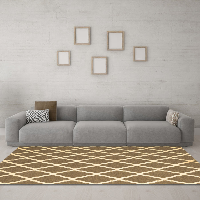 Machine Washable Trellis Brown Modern Rug in a Living Room,, wshcon2418brn