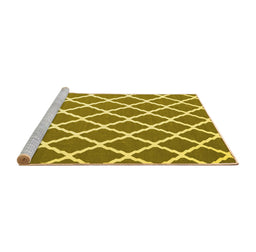 Sideview of Machine Washable Trellis Yellow Modern Rug, wshcon2418yw