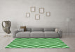 Machine Washable Trellis Emerald Green Modern Area Rugs in a Living Room,, wshcon2418emgrn