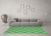 Machine Washable Trellis Emerald Green Modern Rug, wshcon2418emgrn