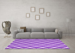 Machine Washable Trellis Purple Modern Area Rugs in a Living Room, wshcon2418pur