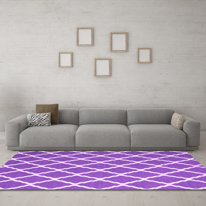 Machine Washable Trellis Purple Modern Area Rugs in a Living Room, wshcon2418pur