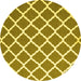 Round Machine Washable Trellis Yellow Modern Rug, wshcon2418yw