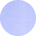 Round Machine Washable Solid Blue Modern Rug, wshcon2419blu