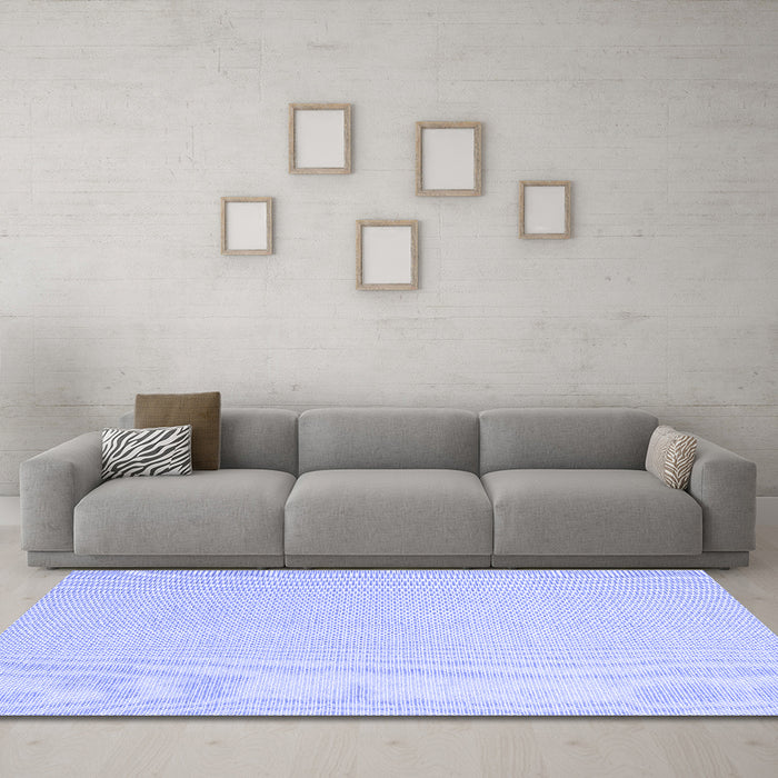 Machine Washable Solid Blue Modern Rug in a Living Room, wshcon2419blu