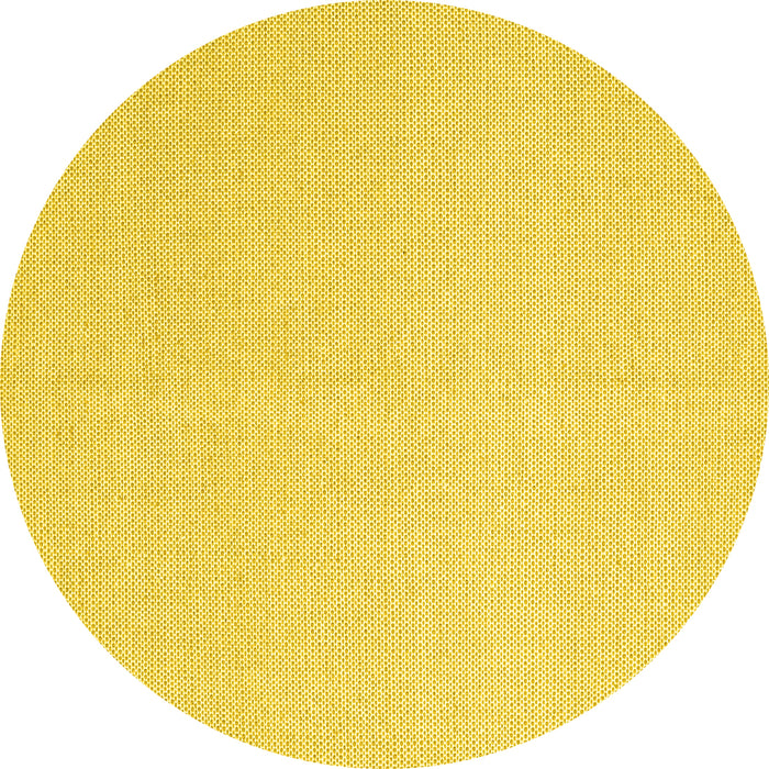 Round Machine Washable Solid Yellow Modern Rug, wshcon2419yw
