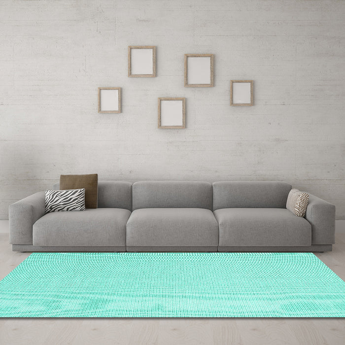 Machine Washable Solid Turquoise Modern Area Rugs in a Living Room,, wshcon2419turq