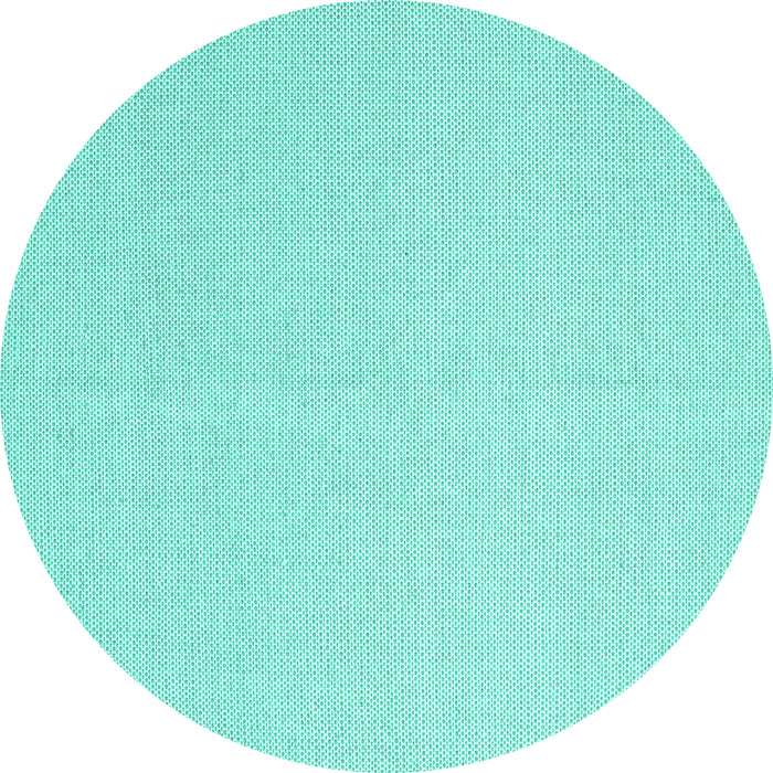 Round Machine Washable Solid Turquoise Modern Area Rugs, wshcon2419turq