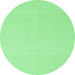 Round Machine Washable Solid Emerald Green Modern Area Rugs, wshcon2419emgrn