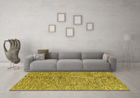 Machine Washable Abstract Yellow Contemporary Rug, wshcon2420yw