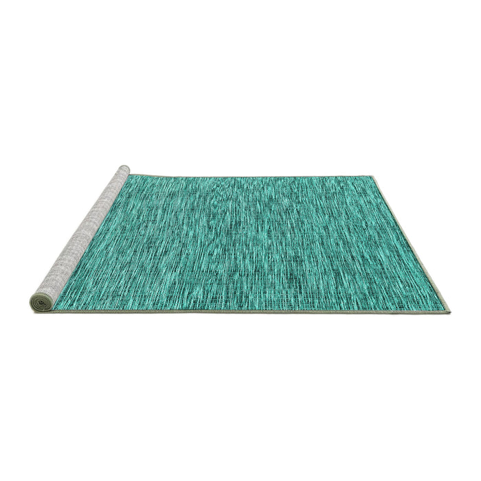 Sideview of Machine Washable Abstract Turquoise Contemporary Area Rugs, wshcon2420turq