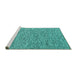 Sideview of Machine Washable Abstract Turquoise Contemporary Area Rugs, wshcon2420turq