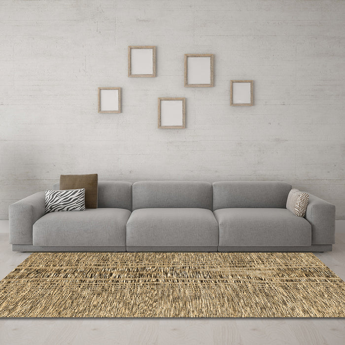 Machine Washable Abstract Brown Contemporary Rug in a Living Room,, wshcon2420brn