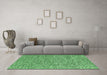 Machine Washable Abstract Emerald Green Contemporary Area Rugs in a Living Room,, wshcon2420emgrn